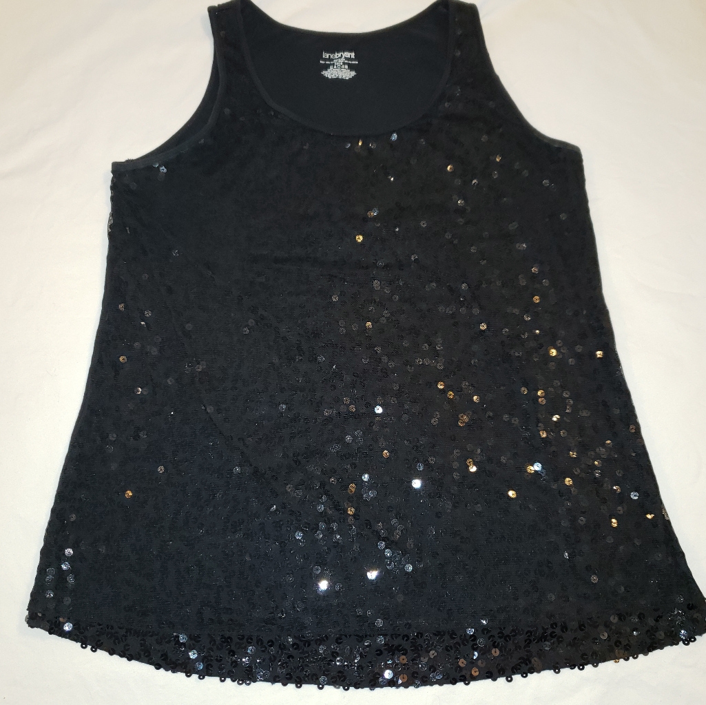 Lane Bryant 14 Sequin Sparkle Black Tank Camisole